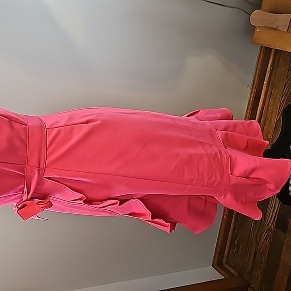 Calvin Klein faux wrap ruffle hem sz 2 pink dress Easter Spring - Picture 6 of 11